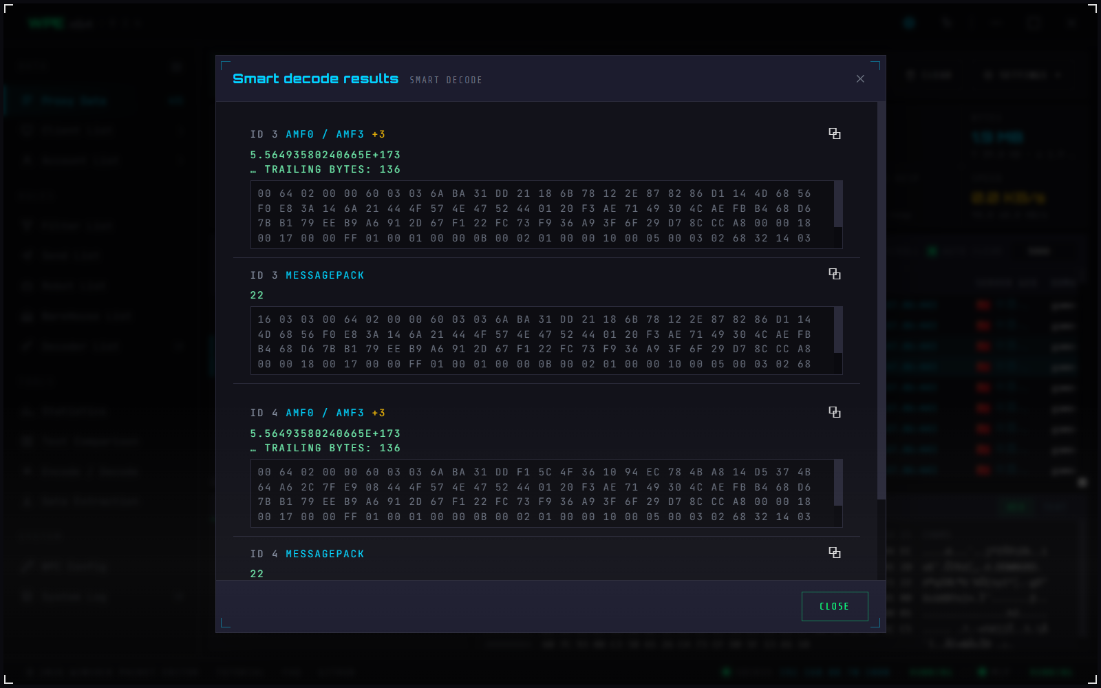 WPE x64 Smart Decode results dialog with multiple decoder matches