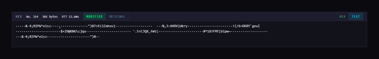 WPE x64 hex panel, Text tab